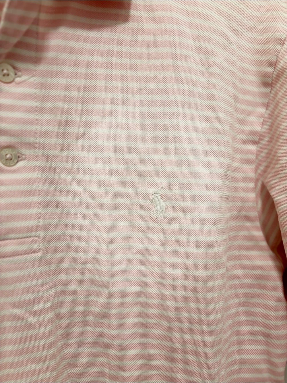 Ralph Lauren Light Pink & White Striped Polo